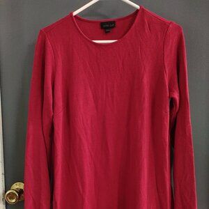 J Jill Women's Small Red Long Sleeve Shirt Top Rayon Stretch Lightweight Holiday